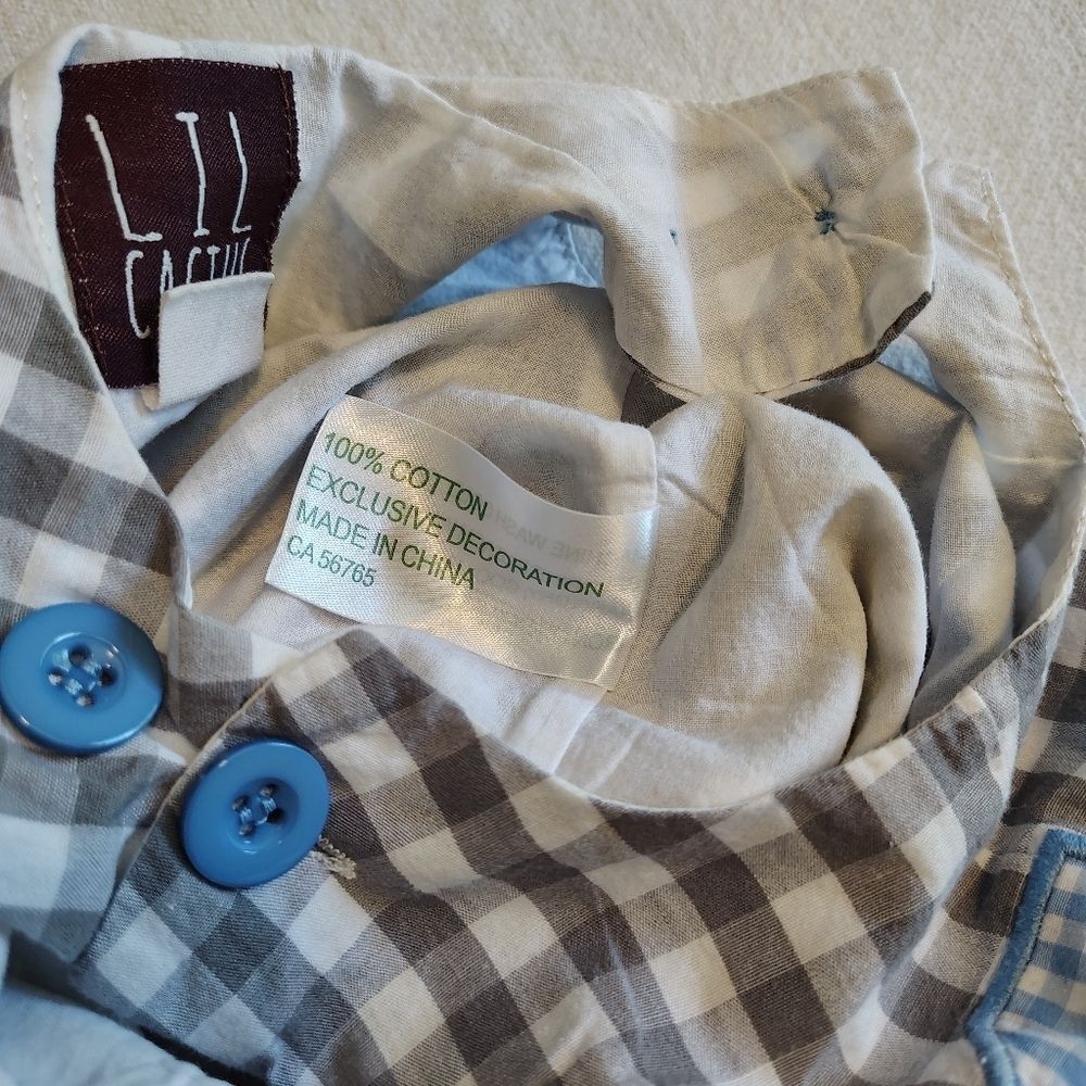 Lil Cactus Boys My First Easter Gingham Jon Jon Outfit Size 3-6 Months EUC - Picture 4 of 5